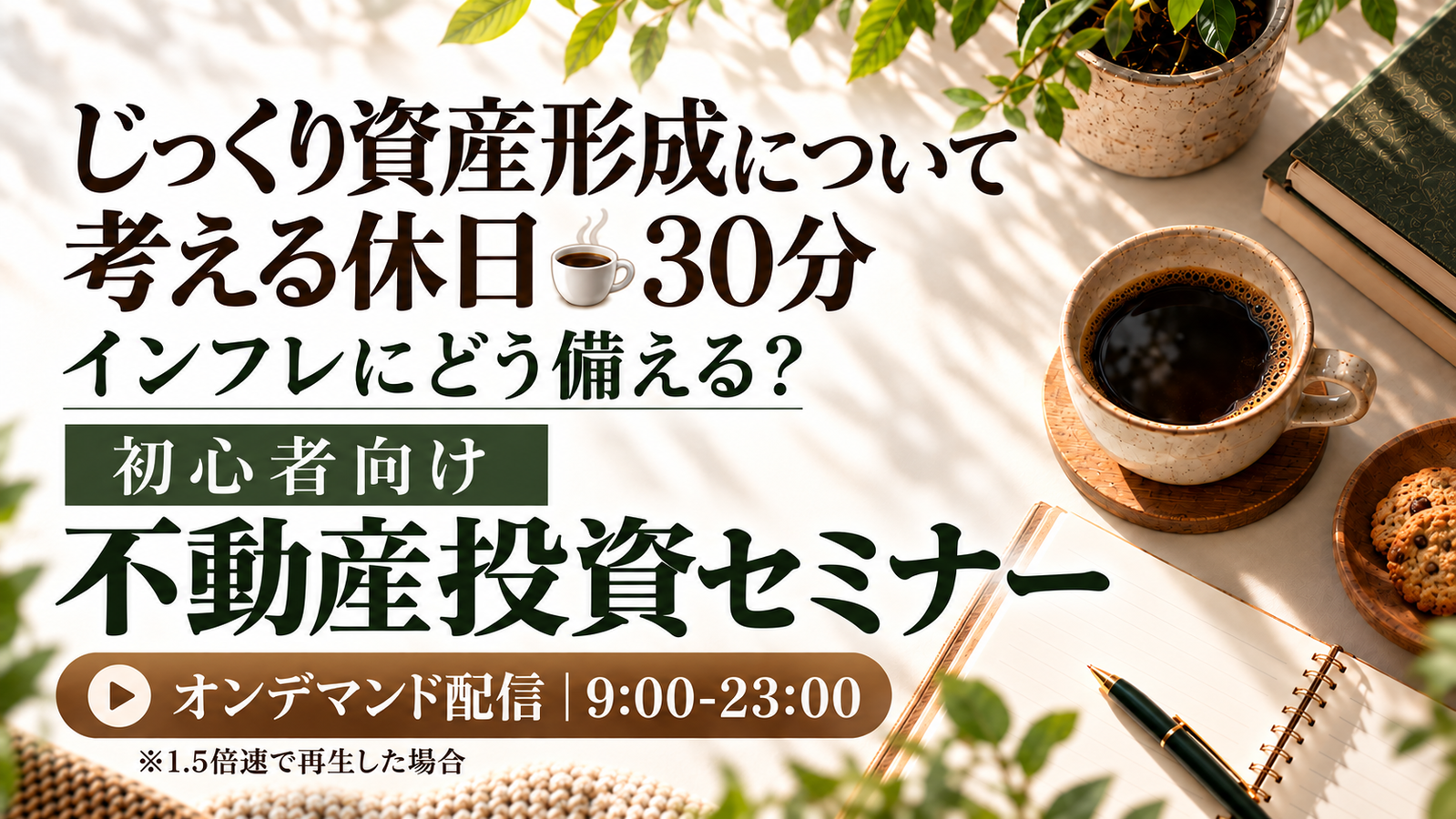 明日開催！｜じっくり資産形成について考える休日☕インフレにどう備える？初心者向け不動産投資オンデマンドセミナー